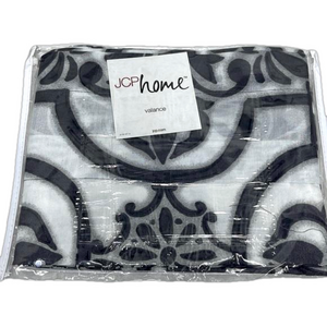 JCP Home Black & White Retro Abstract Valance Curtain – 17” x 82” (New)